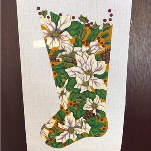 Hand-painted “White Poinsettias” Needlepoint Canvas